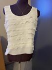 Ivory  colored Sleeveless Blouse W Tiers In The Front, See Measurements, W Neckl