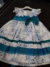 SALE NEW ABELLA DRESS TURQUOISE/WHITE  STYLE AB5042  SIZE 5 YEARS