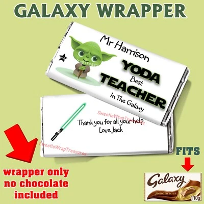 CAKE TOPPERS GALORE Personalised Thank You Teacher Galaxy Chocolate Bar Wrapper End of Term Gift