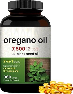 Oregano Oil 7500mg 360gels Contains Carvacrol...