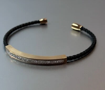 Brazalete Brazalete Cristal Acero Inoxidable/Cuero Color Dorado Usado en Excelente Condición Foto 1 de 4