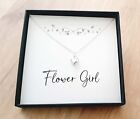 Flower Girl Heart Necklace 925 Sterling Silver, Wedding Gift for Girls