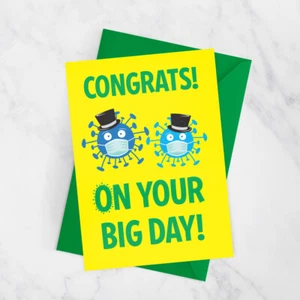 Tarjeta de boda gay del mismo sexo Lockdown, tarjeta de felicitación de boda pandémica, boda LGBT - Imagen 1 de 2