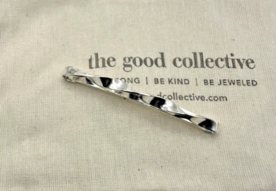 Boho Forjado à Mão Torcido 925 Prata Barrette em Prata NOVO The Good Collective - Imagem 1 de 4