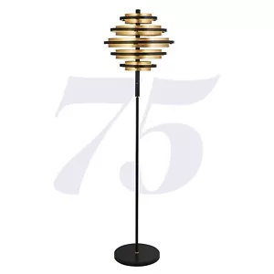 5 Light LED Black Finish Gold Leaf Design Shade Standing Home Office Floor Lamp - Picture 1 of 1