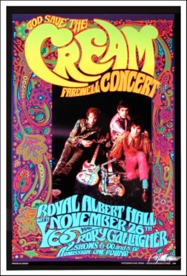 Cream W/ Eric Clapton  13" X 19" Reproduction Concert Poster archival quality - Image 1 of 4