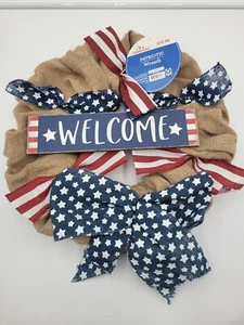 Patriotic 4th of July Door Wreath Decoration Independence Day - Picture 1 of 3