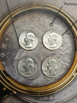 Silver 1964 P 1964 D 1963 P 1963 D  Washington Quarters  TP-9636 - Image 1 of 2