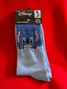 Disney Lilo & Stitch Adult 9-13 Blue Graphic Novelty Crew Socks Combine Shipping - Picture 1 of 3