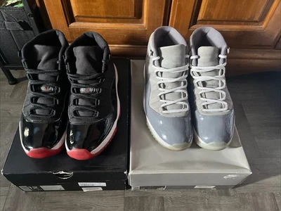 Nike Air Jordan Retro 11 Negro Rojo y Gris Fresco Talla 12 Para hombres (USADO) Foto 1 de 4