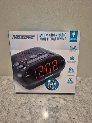 Nelsonic AM/FM Digital Tuning Clock Radio #NLC695 ~ New in Box - Image 1 of 4