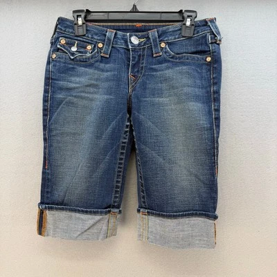 True Religion Women's Cuffed Bermuda Shorts 28 Blue Sophie Summer Mom 104433 OM - Image 1 of 4