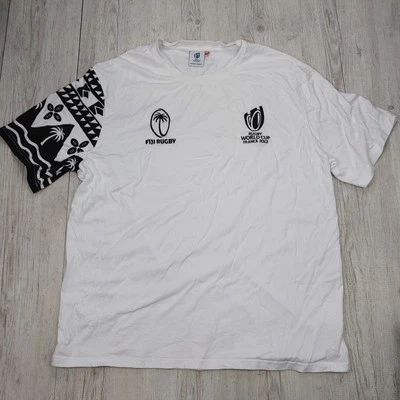 Fiji Rugby World Cup France 2023 T-Shirt XXL White Polynesian Sleeve Official - image 1 of 4