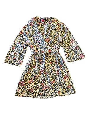 Bata Betsey Johnson Estampado Leopardo Talla S/M Niña Power, Bolsillos, Cinturón Adjunto Foto 1 de 4