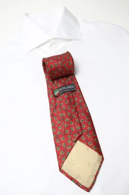 MICHELANGELO Tie Men's One Size Red Patterned Pointed Pure Silk - Image 1 of 4