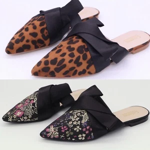 CATHERINE MALANDRINO WOMEN'S SLIP ON SHOES POINTY TOE MULES LEOPARD or FLORAL
