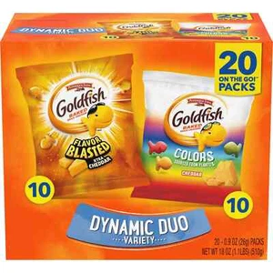 Goldfish Dynamic Duo Variety Pack, Colors Cheddar & Flavor Blasted Xtra Cheddar - Picture 1 of 5