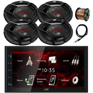 JVC 2DIN Touchscreen Bluetooth Car Receiver, 4x 6x9" 500W Speaker, Antenna, Wire - Picture 1 of 5