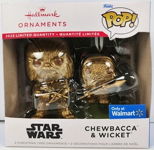Hallmark Star Wars Chewbacca Wicket Christmas Ornament Funko Pop GOLD Exclusive  - Picture 1 of 8
