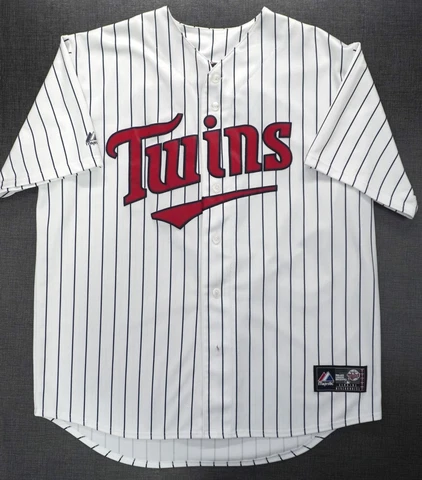 Majestic MLB Minnesota Twins #7 Joe Mauer Pinstripe Jersey XL Cover