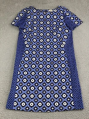 Vestido para mujer Boden azul blanco floral geo algodón elástico texturizado 10L EE. UU., 14L Reino Unido Foto 1 de 4
