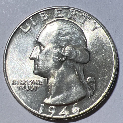 GEM BU 1946 Washington Silver Quarter Philadelphia Mint USA 25c ACTUAL PHOTOS A6 Cover