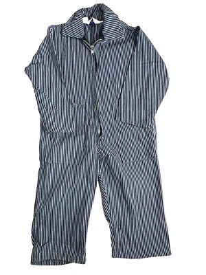Vintage Stripe Denim Navy Jumpsuit Pella Dutchie Play Tog - Image 1 of 4