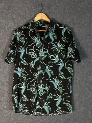 Ripcurl Shirt Mens Size Medium Black Floral Short Sleeve Button Up Casual Cotton - Image 1 of 4