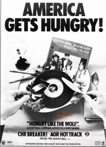 1982 Duran Duran "Hungry Like The Wolf" Song Release Industry Promo Reprint Ad - Picture 1 of 1