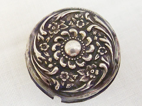 Antique Victorian Sterling Silver Repousse Sewing Tape Measure Cover