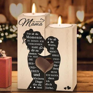 Muttertagsgeschenke für Mama - Kerzenständer Holz, Personalisierte Geschenke Mam - Bild 1 von 7