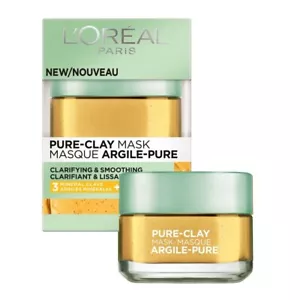NIB L'Oreal Paris Pure Clay Mask Clarify & Smooth 3 Pure Clays + Yuzu Lemon - Picture 1 of 9