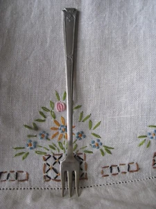 Vintage N.S.Co. DORIC Silverplate Flatware COCKTAIL Pickle Fork ART DECO 3-prong - Picture 1 of 6