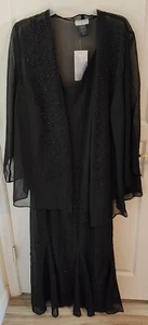 Catherine's Black Masquerade Beaded Formal Dress & Jacket Set Size 22W NEW Tags - Picture 1 of 11
