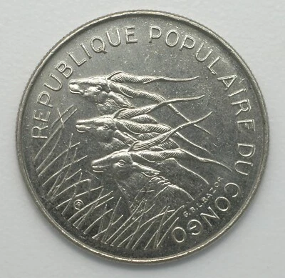 República del Congo 100 francos 1975 Three Giant Eland High Grade aparece sin circular Foto 1 de 2