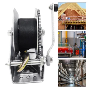 Cabrestante manual 600 lb correa de manivela engranaje cabrestante ATV barco remolque resistente negro - Imagen 1 de 8