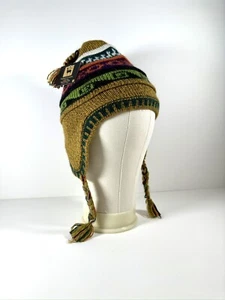 Peruvian Alpaca Chullo Hat Knitted Adean Earflap Beanie Handmade Chinchero Peru - Picture 1 of 8