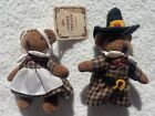 New Vintage Lot Of 2 Russ Berrie Teddy Treats Fully Jointed Pilgrim Bears 3”