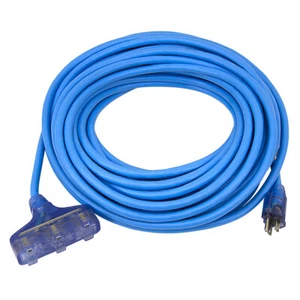 75 ft Extension Cord 3 Plug Lighted 12/3 Gauge Indoor Outdoor Blue 11-3505 - Picture 1 of 1