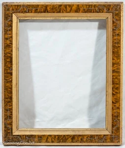 Beautiful Antique Burl Wood Frame w/ Etched Design & Gold Edge 10 x 8.25 in - Picture 1 of 8