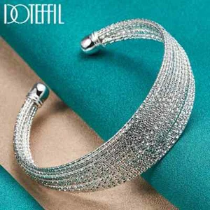 DOTEFFIL 925 Sterlingsilber mehrzeiliger Armreif Armband Mode Party Schmuck - Bild 1 von 6