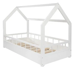Wooden bed, Scandinavian style, modern, kids bed, home bed, 160x80+barriers - Picture 1 of 14