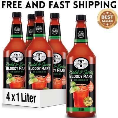 Mr and Mrs T Bold and Spicy Bloody Mary Mix, botella de 1 L (paquete de 4), Spicy Co Foto 1 de 4