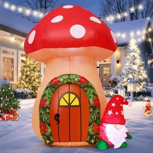 5.7 FT Christmas Inflatables Outdoor Decorations Inflatable Gnomes and Mushro... - Foto 1 di 6