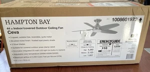 NEW SEALED HamptonBay Ceva LED 44”Indoor/Outdoor Brushed Nickel Ceiling Fan B25 - Picture 1 of 1