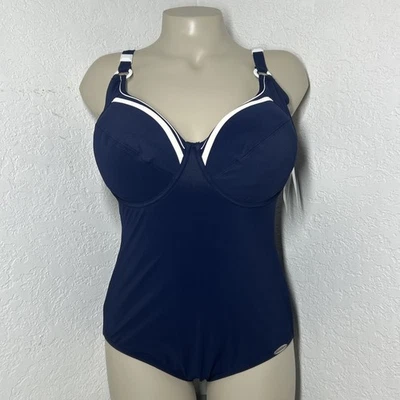 Traje de baño Sunflair de una pieza 14F azul marino sin relleno con aros Resort vacaciones Foto 1 de 4