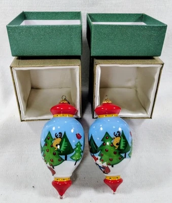 2 - Pier 1 Li Bien Vidrio Adorno de Navidad 2015 Pintado a Mano Hide & Seek con Caja Foto 1 de 4