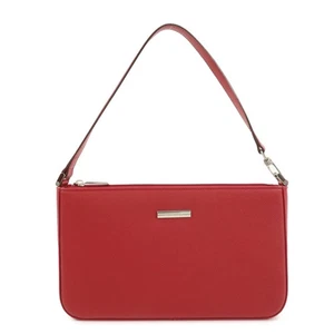 BURBERRY Logo Leather Shoulder Bag Hand Bag Red Authentic Used F/S - Picture 1 of 24