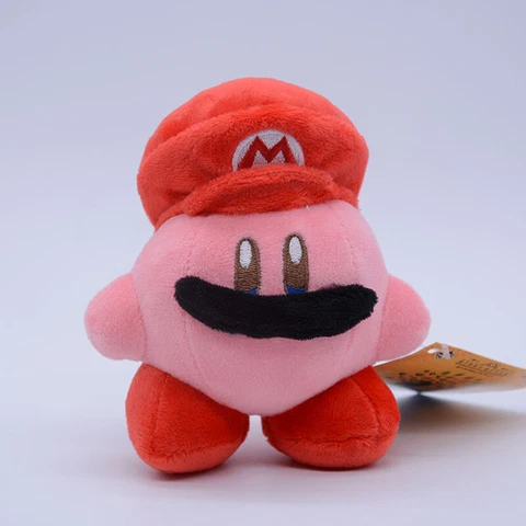 Super Mario Kirby Cosplay Star Kiry Mario Hat Plush Toy Stuffed Animal Doll 5'' Cover