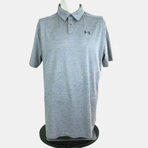 UNDER ARMOUR Threadborne Vented Polo Mens XL Gray Golf HeatGear Short Sleeve EUC - Picture 1 of 6